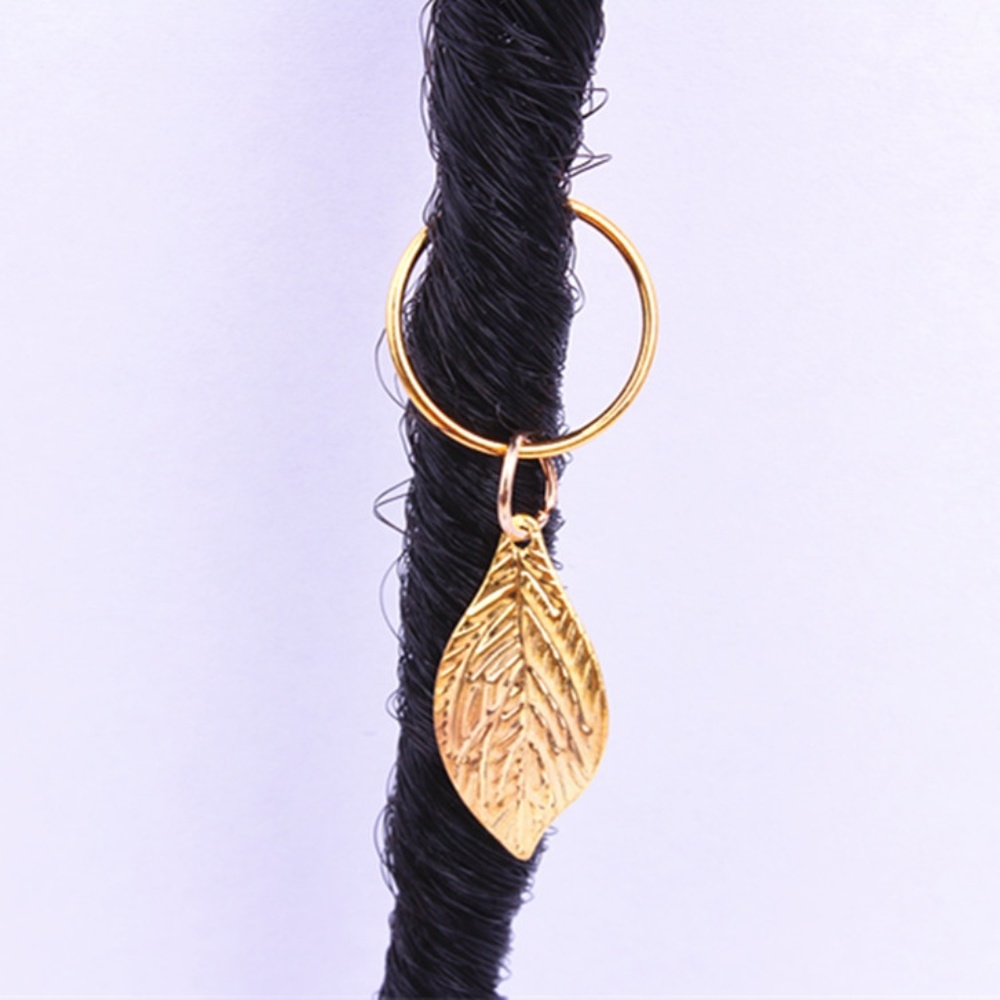 Gold Leaf Hair Ring - Set of 3